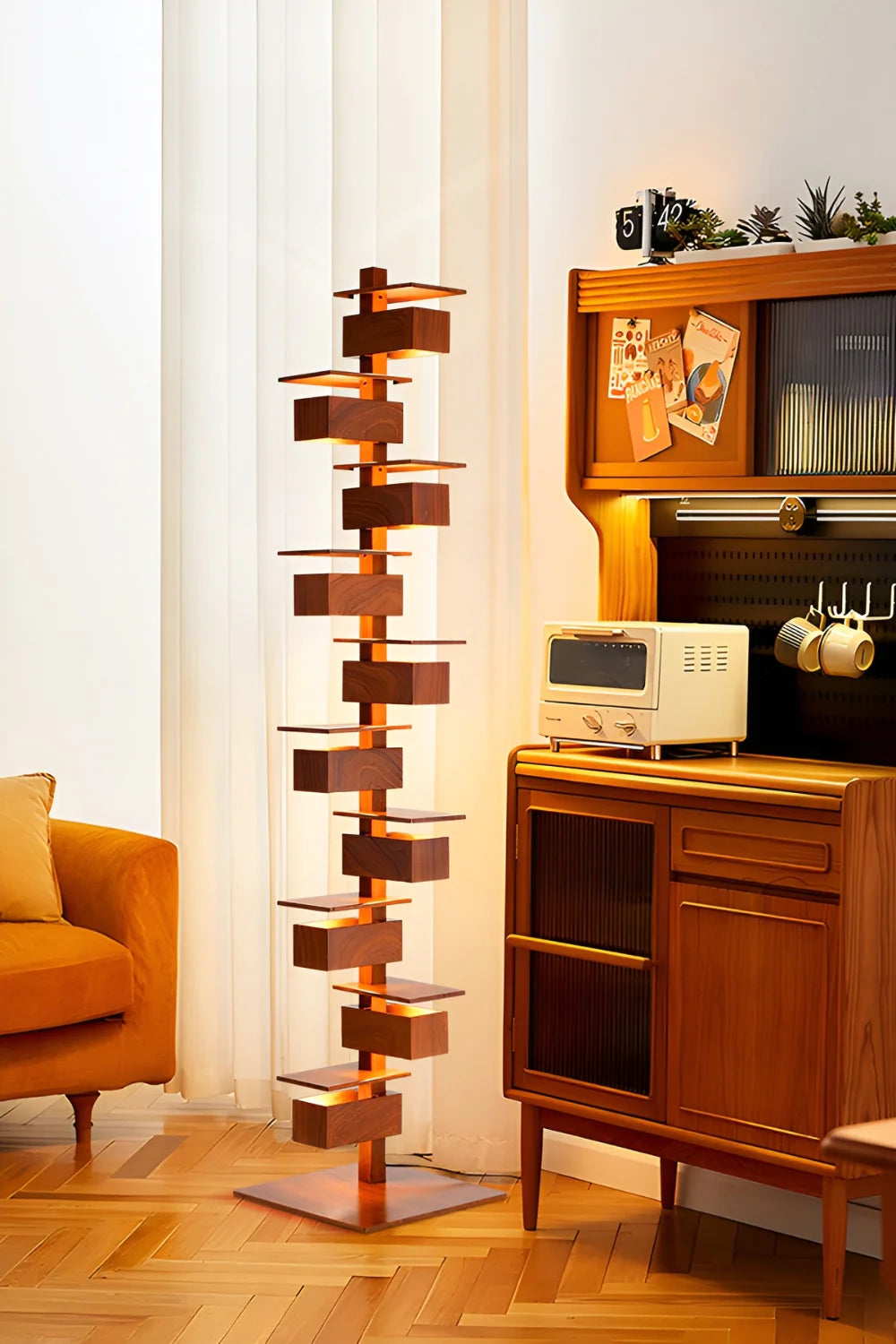 Taliesin Wood Stacked Floor Lamp