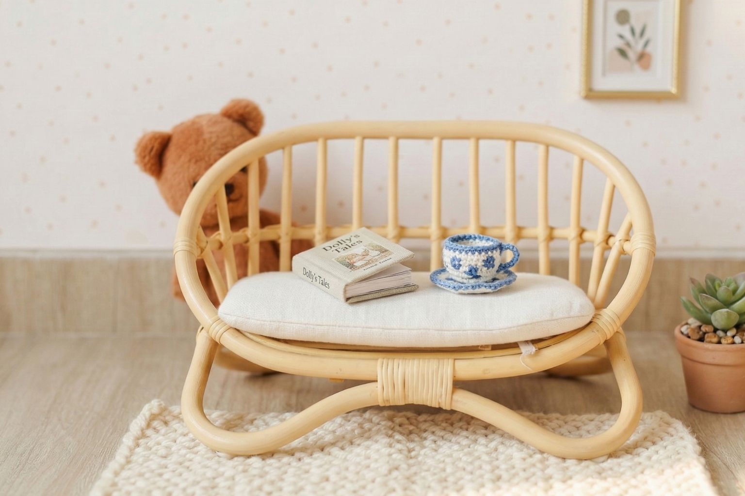 Petite Reverie Rattan Doll Couch