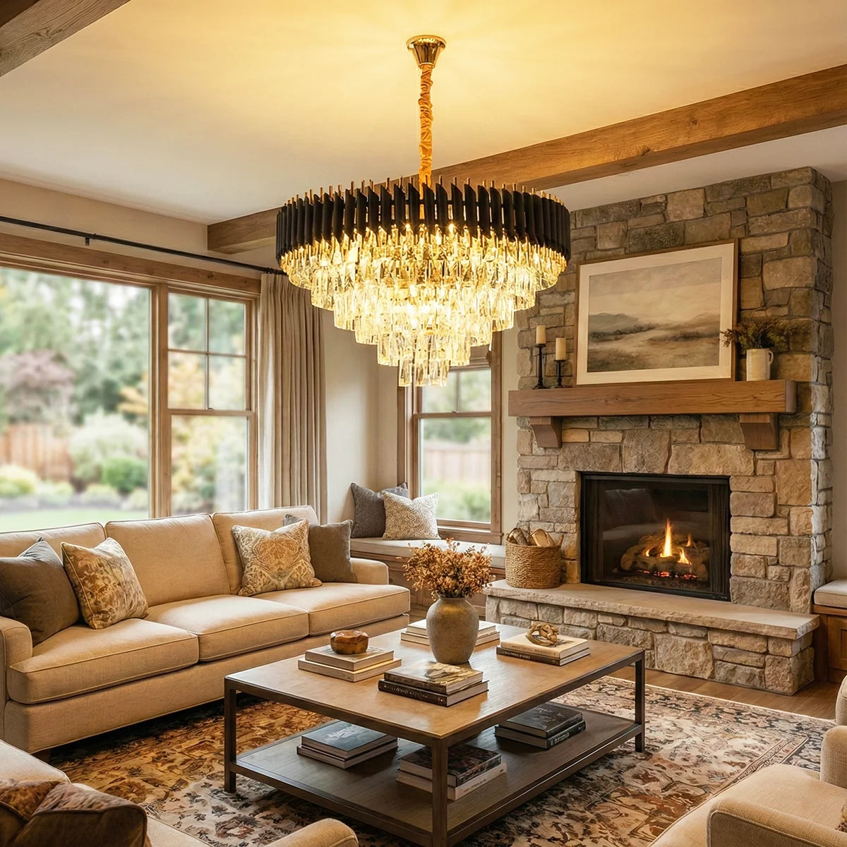 Round Raindrop Crystal Chandelier