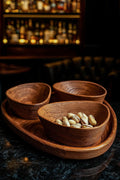 Handcrafted Luxury Wooden Nut Bowl Set with Tray