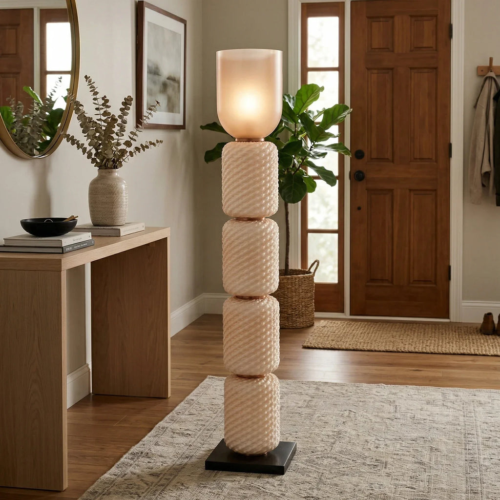 Tiered Column Glass Standing Floor Lamp