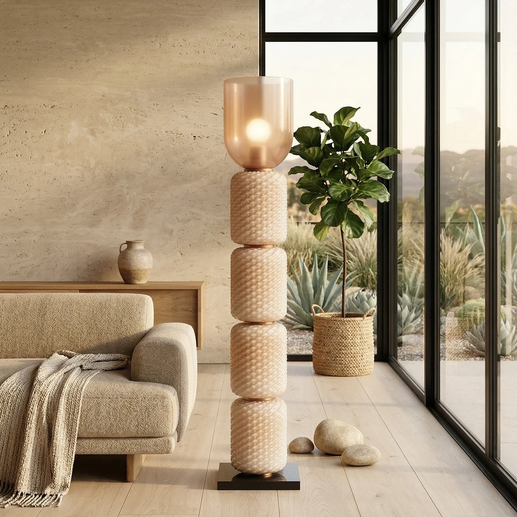 Tiered Column Glass Standing Floor Lamp