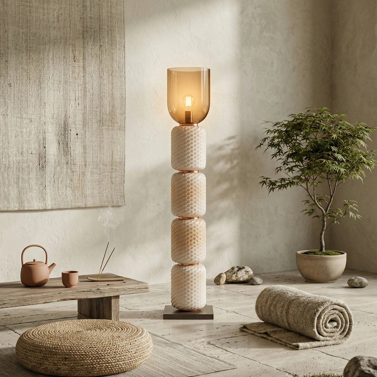 Tiered Column Glass Standing Floor Lamp