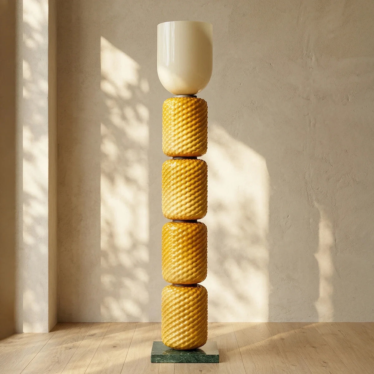 Tiered Column Glass Standing Floor Lamp