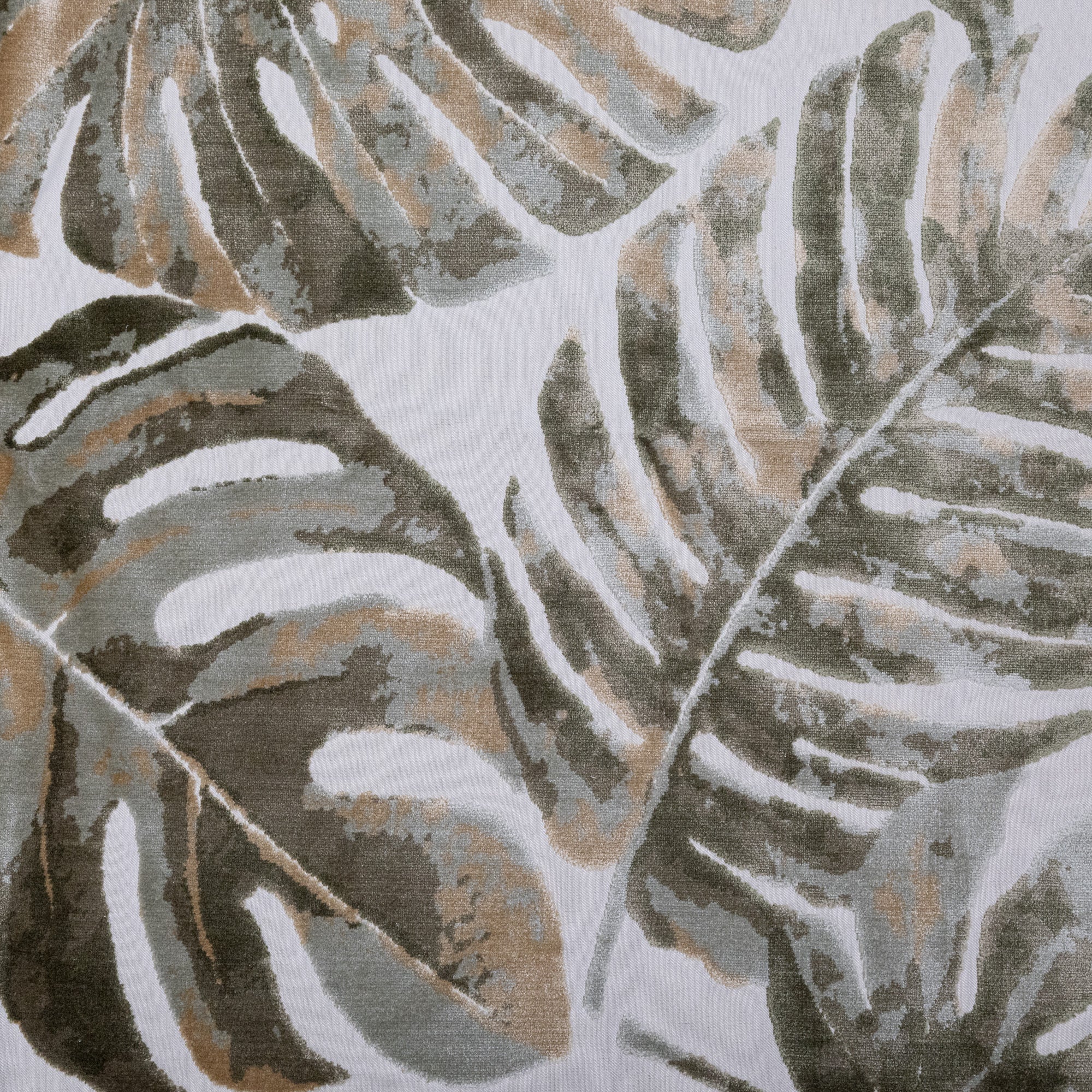 TIKA - MODERN TROPICAL PATTERN CUT VELVET UPHOLSTERY FABRIC BY THE YARD