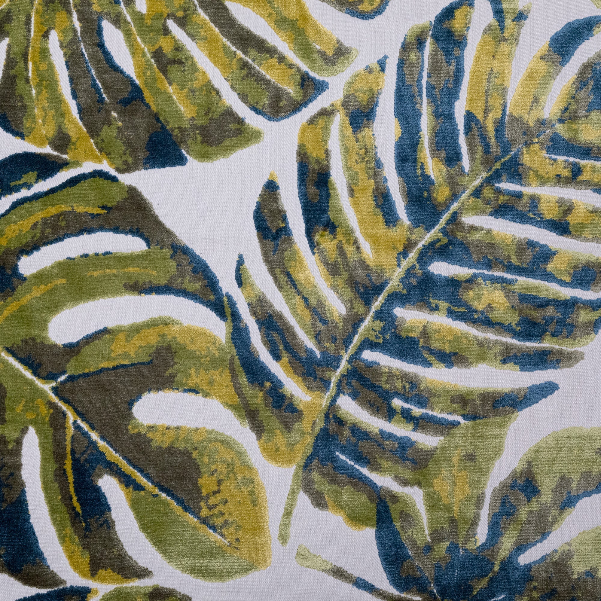 TIKA - MODERN TROPICAL PATTERN CUT VELVET UPHOLSTERY FABRIC BY THE YARD