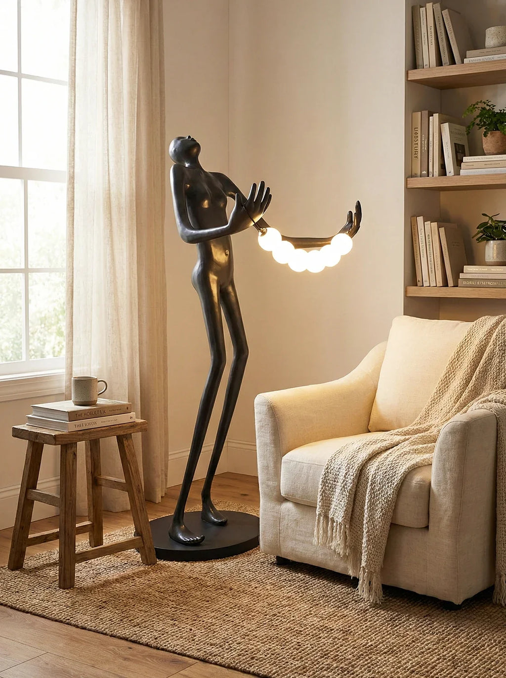 Tilt Head Human Sculpture Floor Lamp