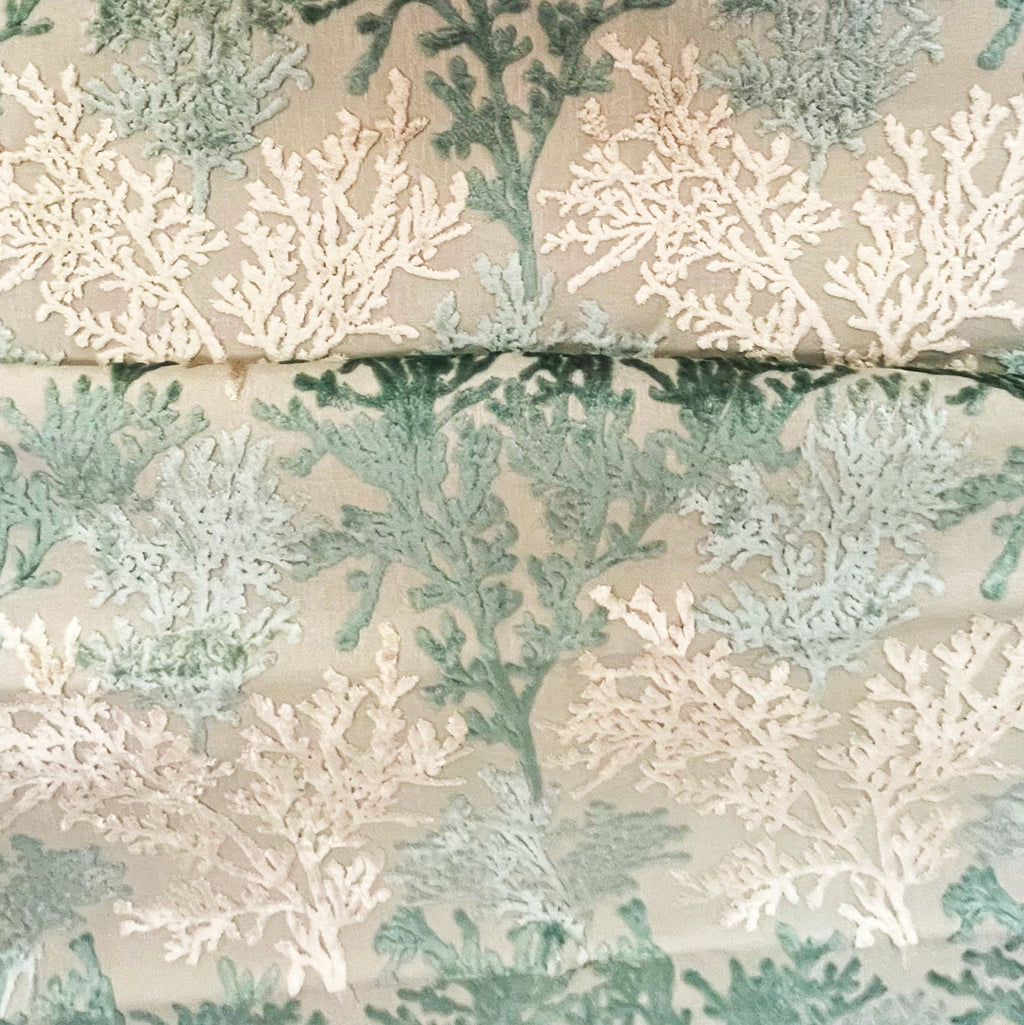 BARBADOS - CORAL PATTERN CUT VELVET UPHOLSTERY FABRIC BY THE YARD