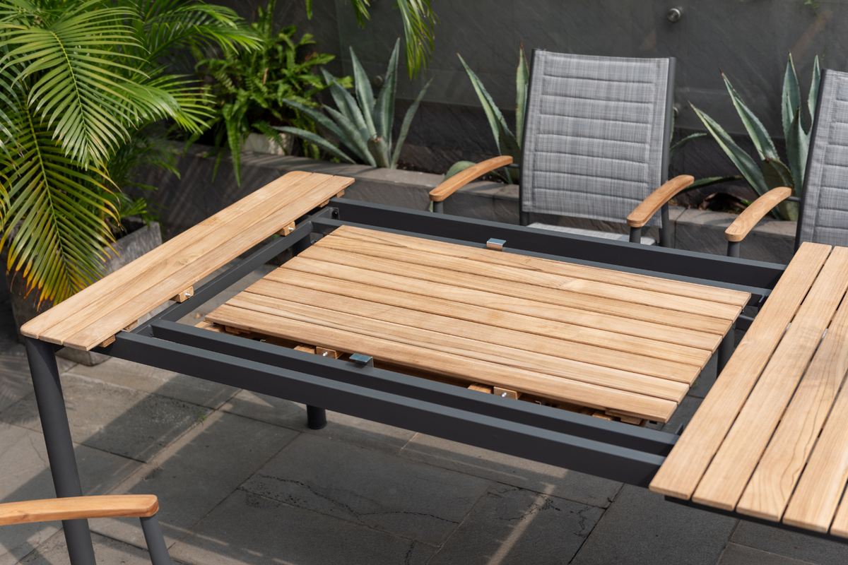 Topaz Extendable Teak Outdoor Dining Table — 89–130 in.
