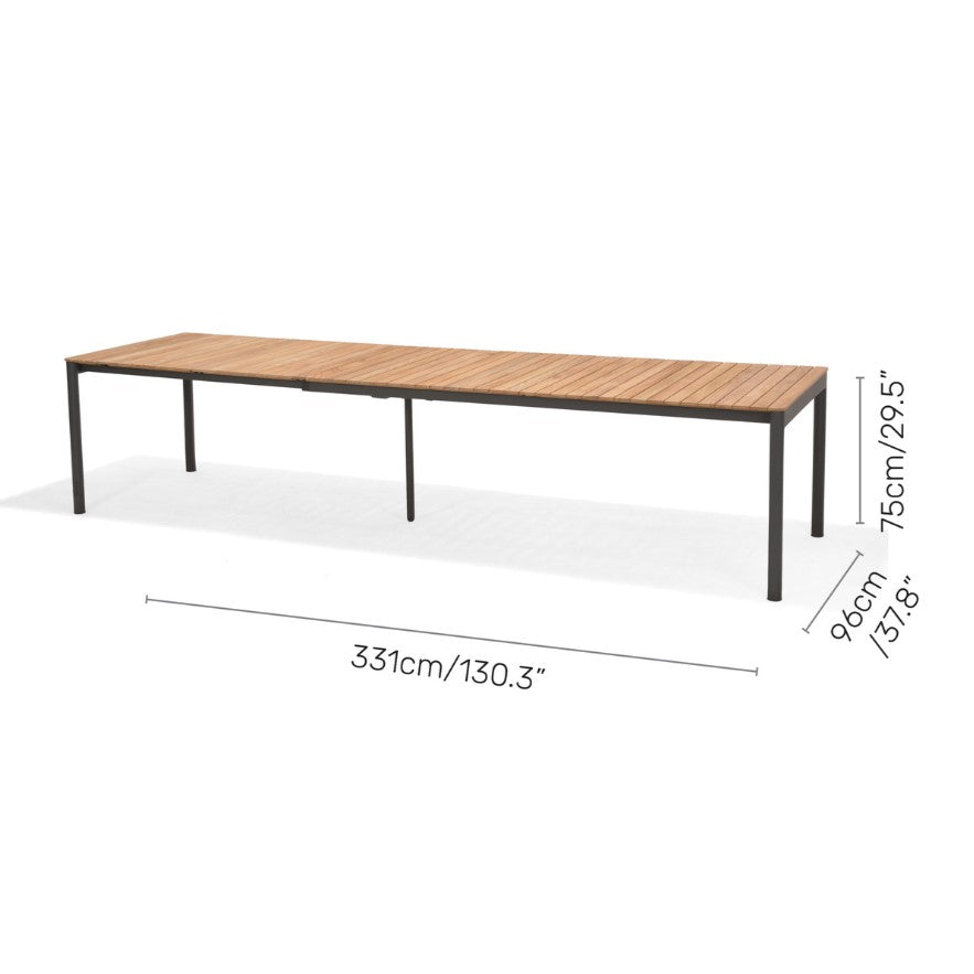 Topaz Extendable Teak Outdoor Dining Table — 89–130 in.