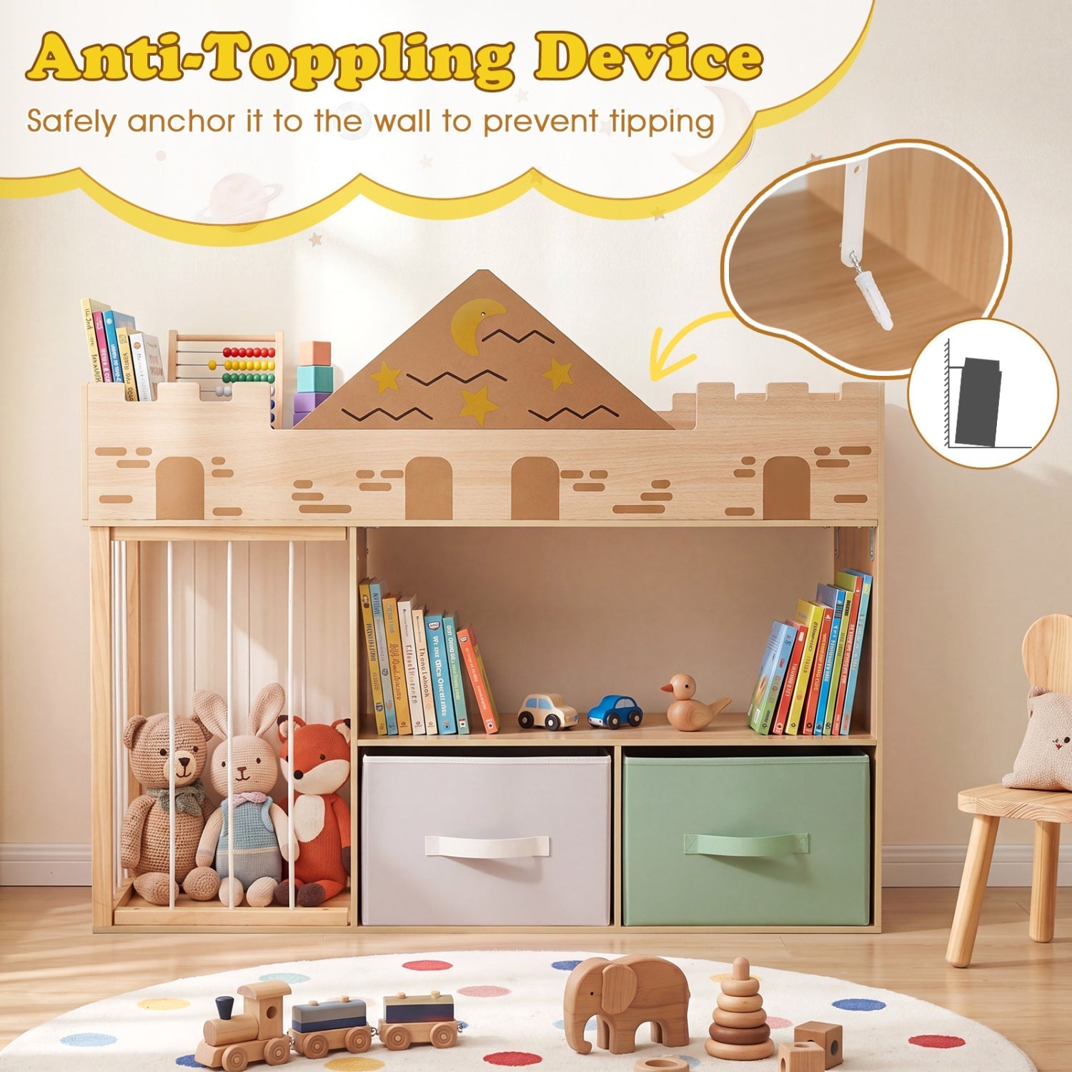 Kids Toy Storage Organizer with Stuffed Animal Holder