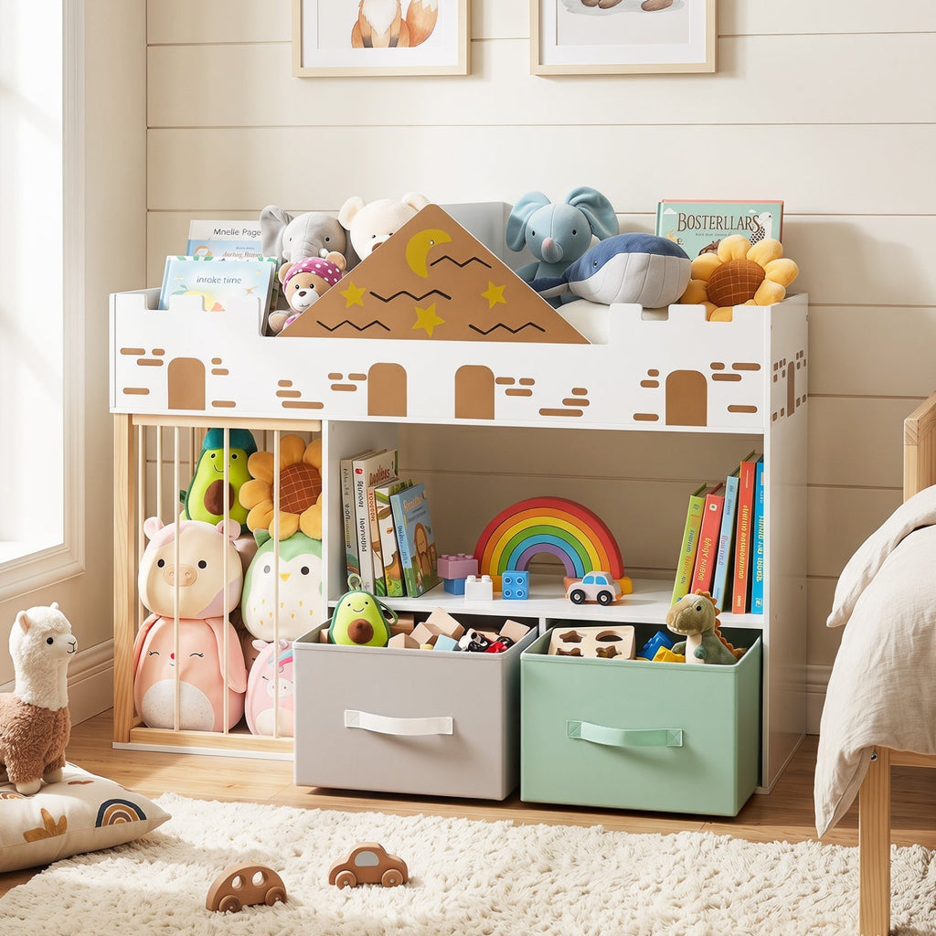 Kids Toy Storage Organizer with Stuffed Animal Holder