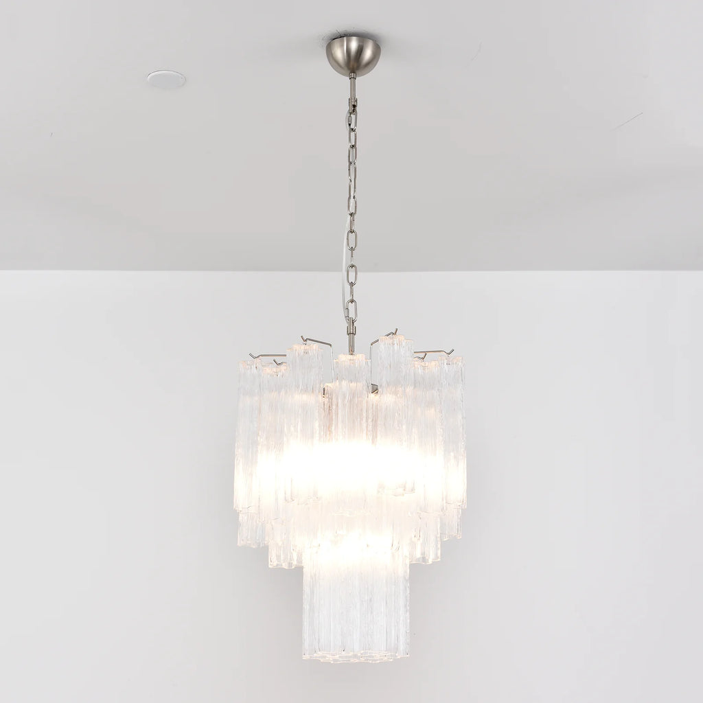 Transparent Murano Glass Tube Chandelier