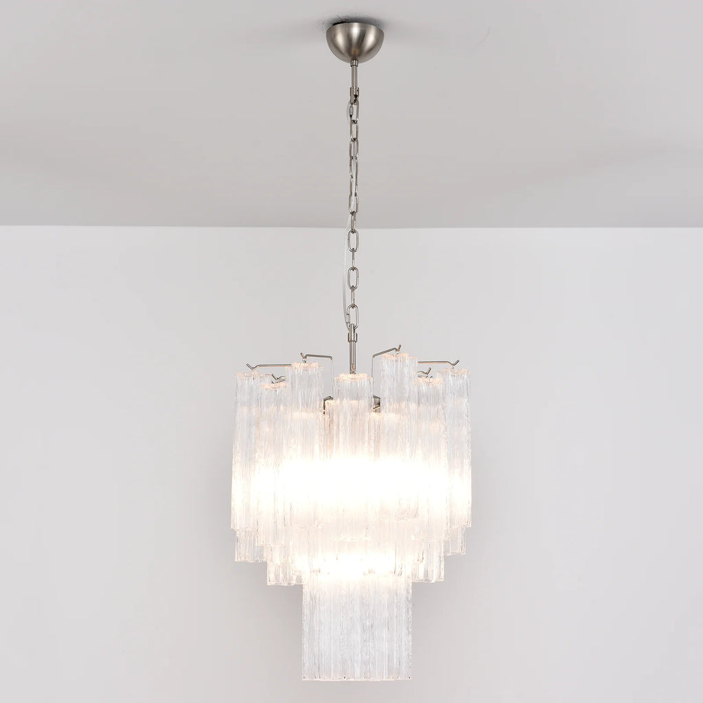 Transparent Murano Glass Tube Chandelier