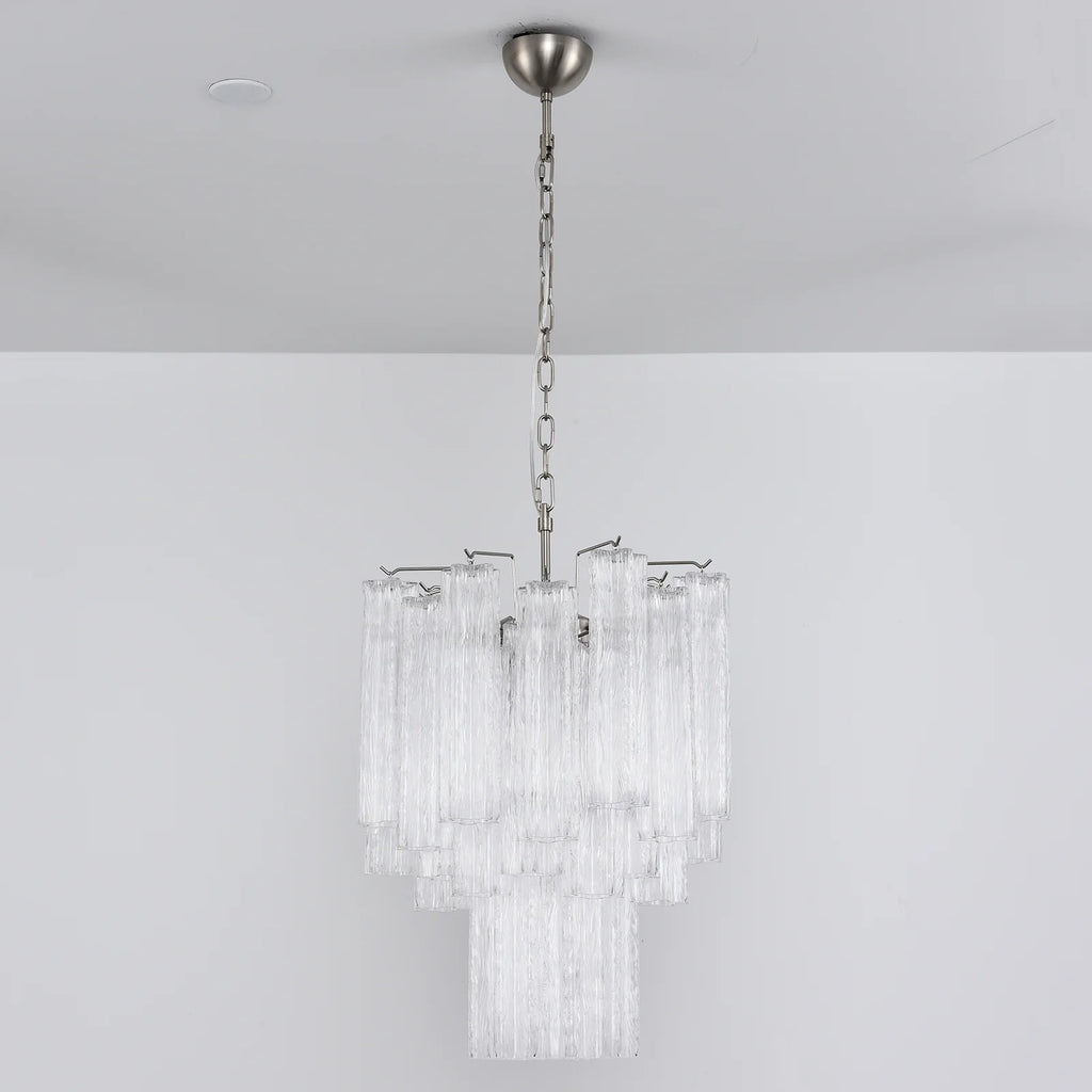 Transparent Murano Glass Tube Chandelier