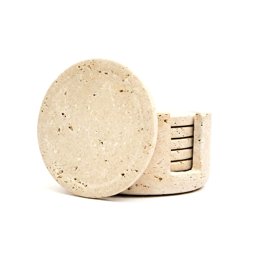 Travertine Round Marble Coaster (Set of 6)