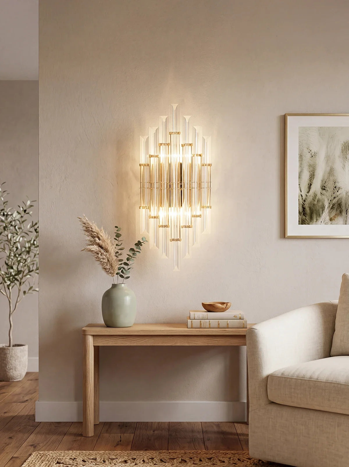 Tube Clear Crystal Wall Light