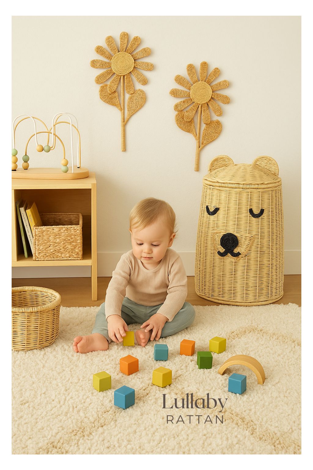 Natural Rattan Bear Hamper