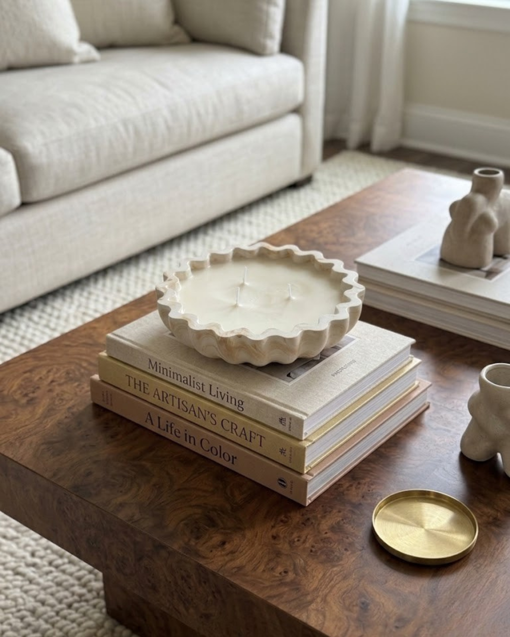 Fluted Marbled Candle Bowl