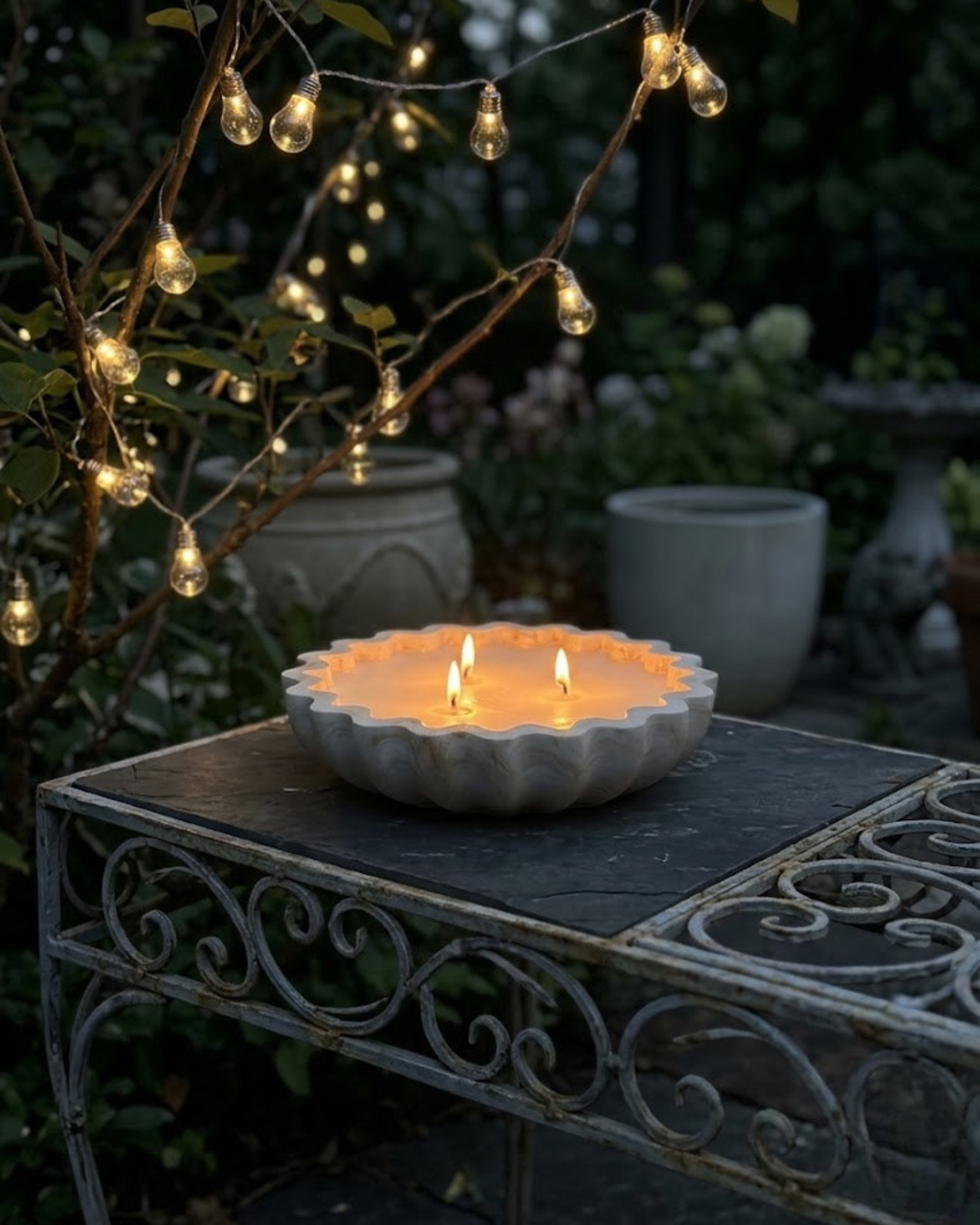 Fluted Marbled Candle Bowl