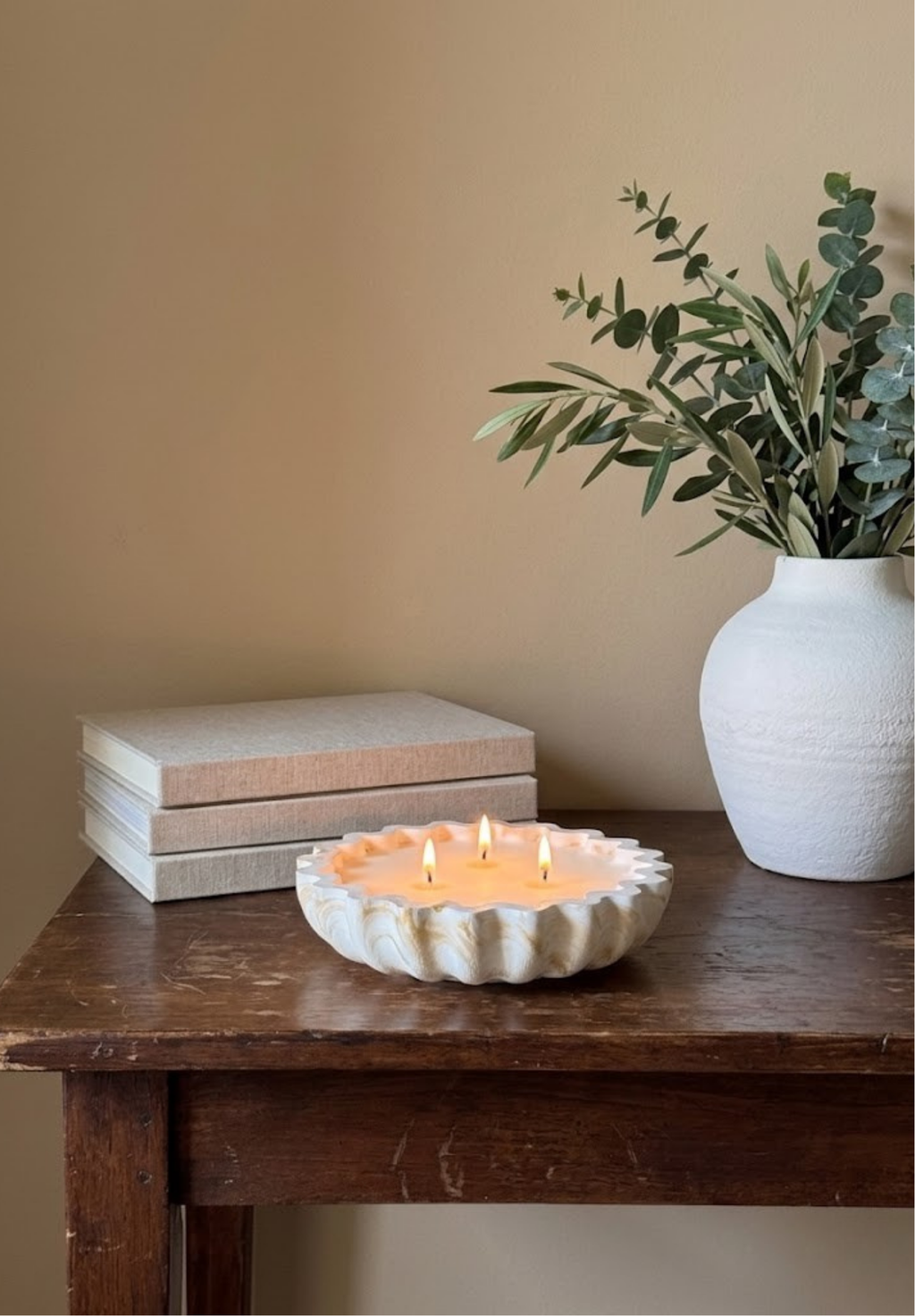 Fluted Marbled Candle Bowl