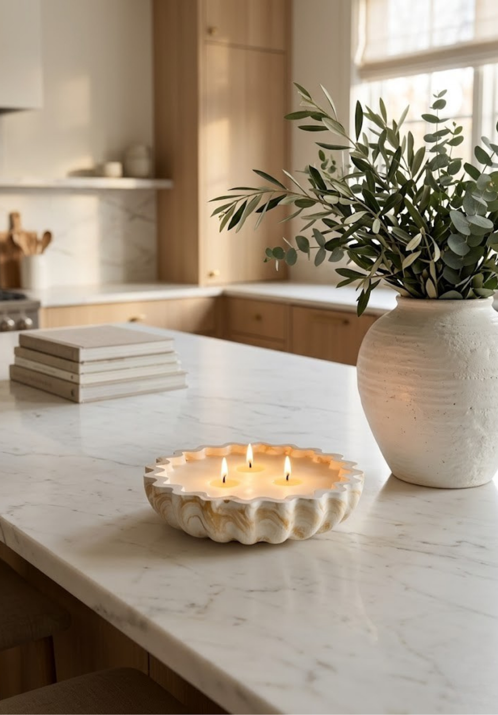 Fluted Marbled Candle Bowl
