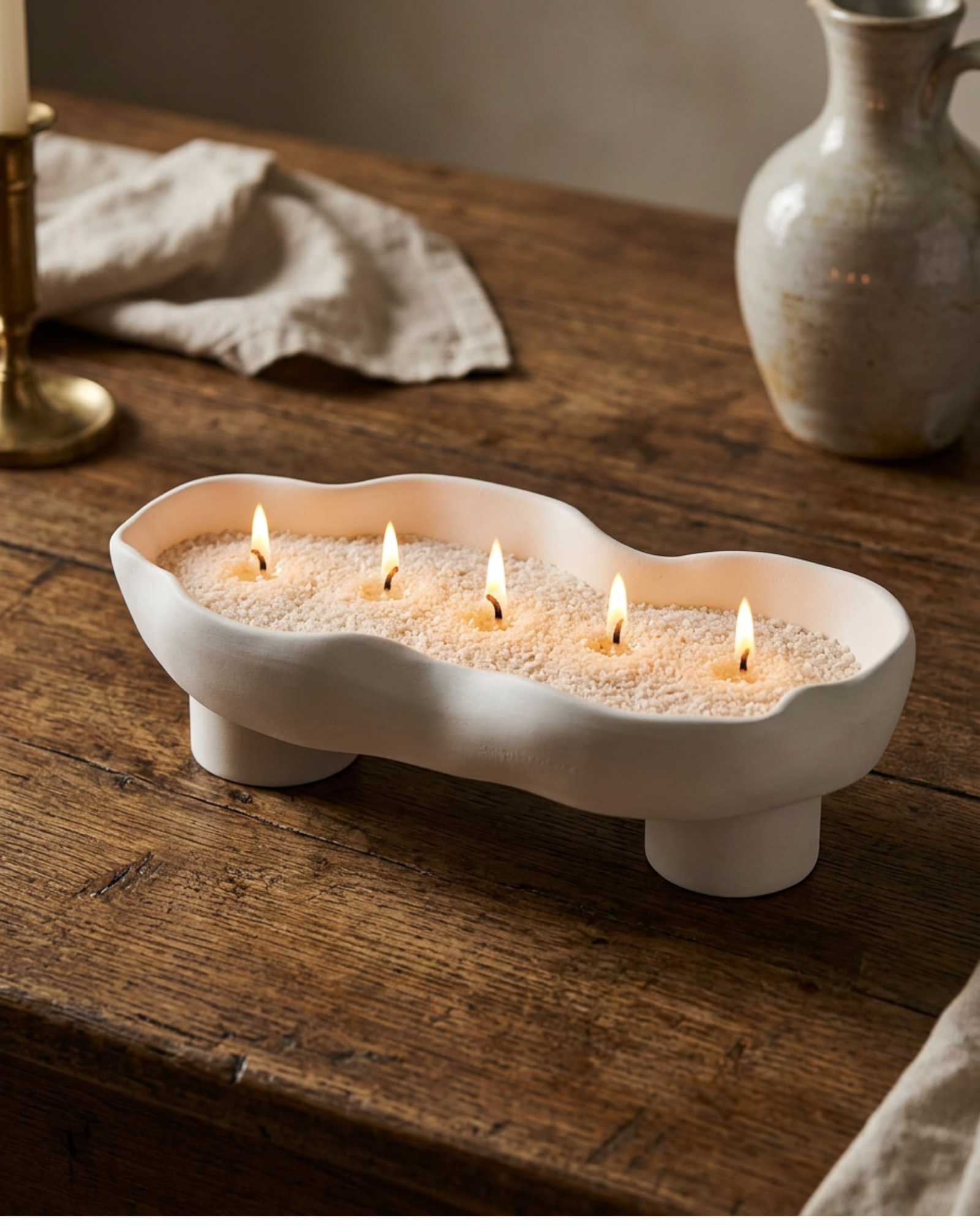 Scalloped Refillable Sand-Wax Candle Tray