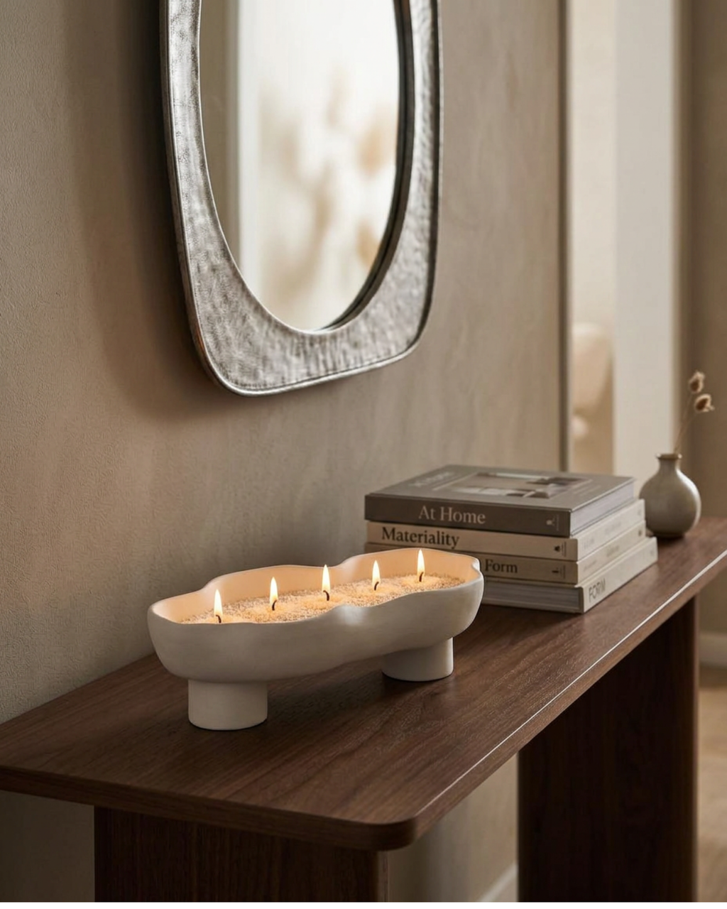 Scalloped Refillable Sand-Wax Candle Tray