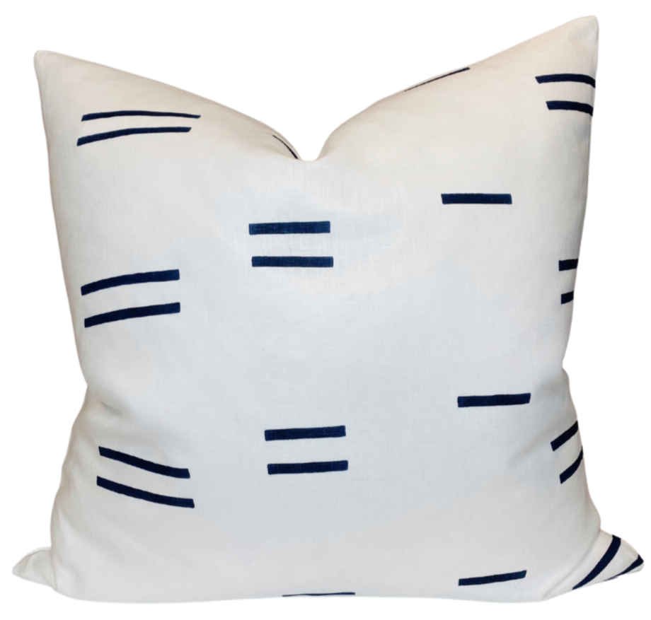 Oaxaca Dashes Pillow Cover in Navy, Schumacher Textiles
