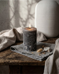 Textured Pillar Candle — Gray