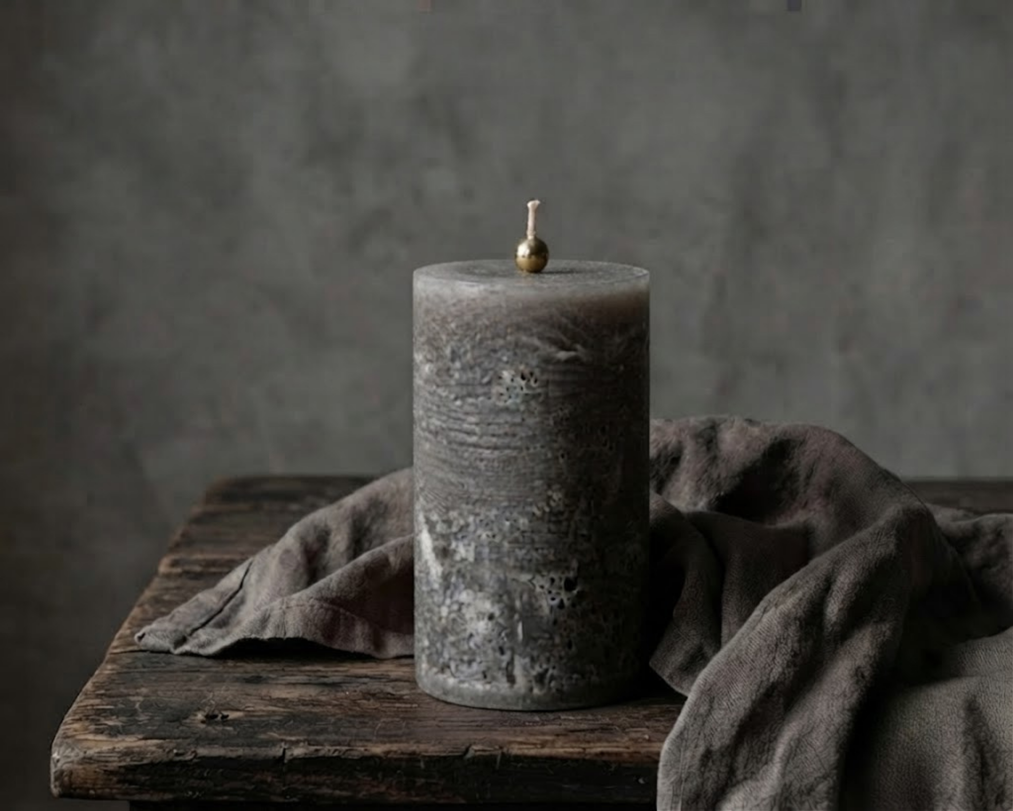 Textured Pillar Candle — Gray