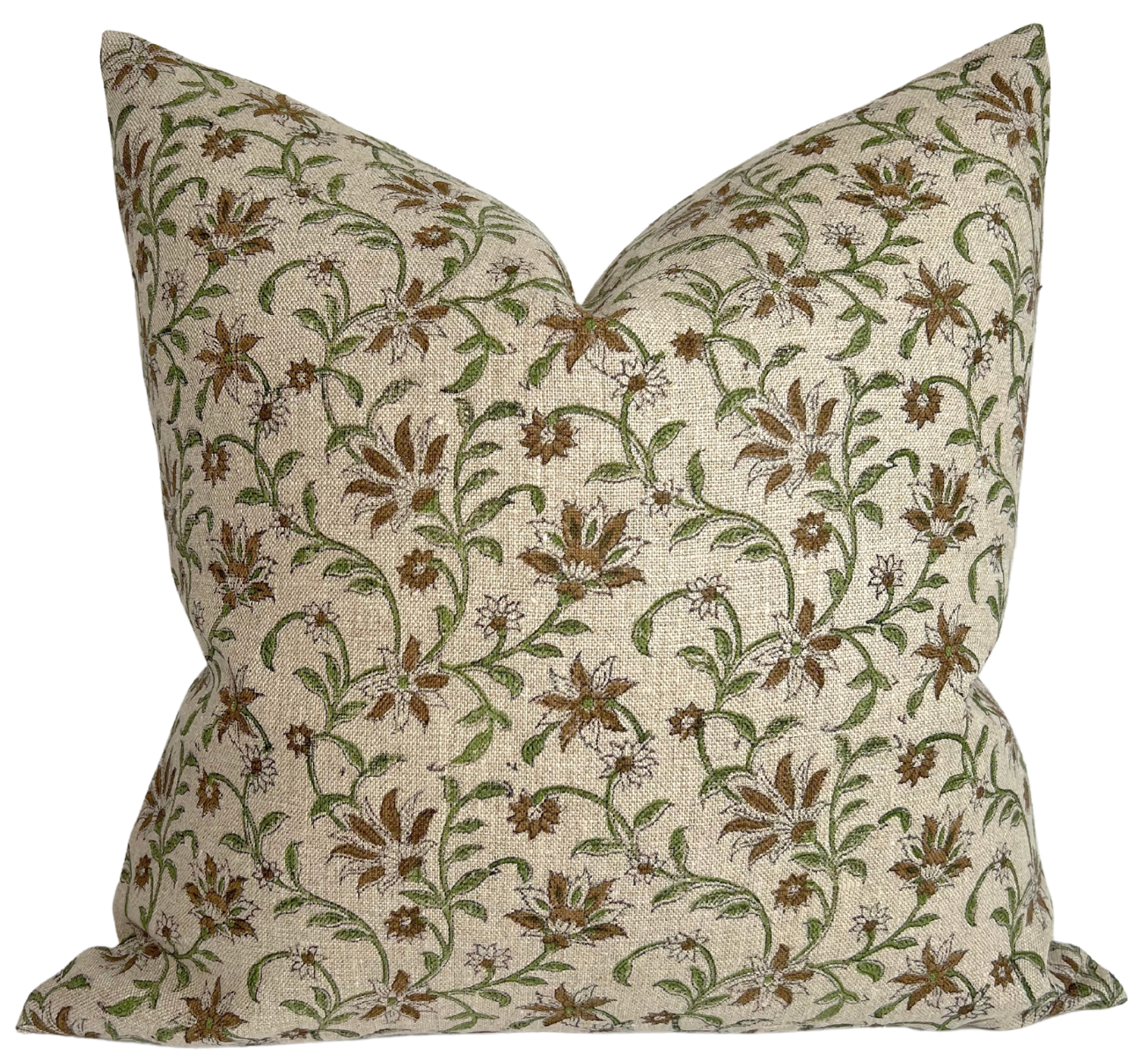 Vine Print Pillow Cover in Green