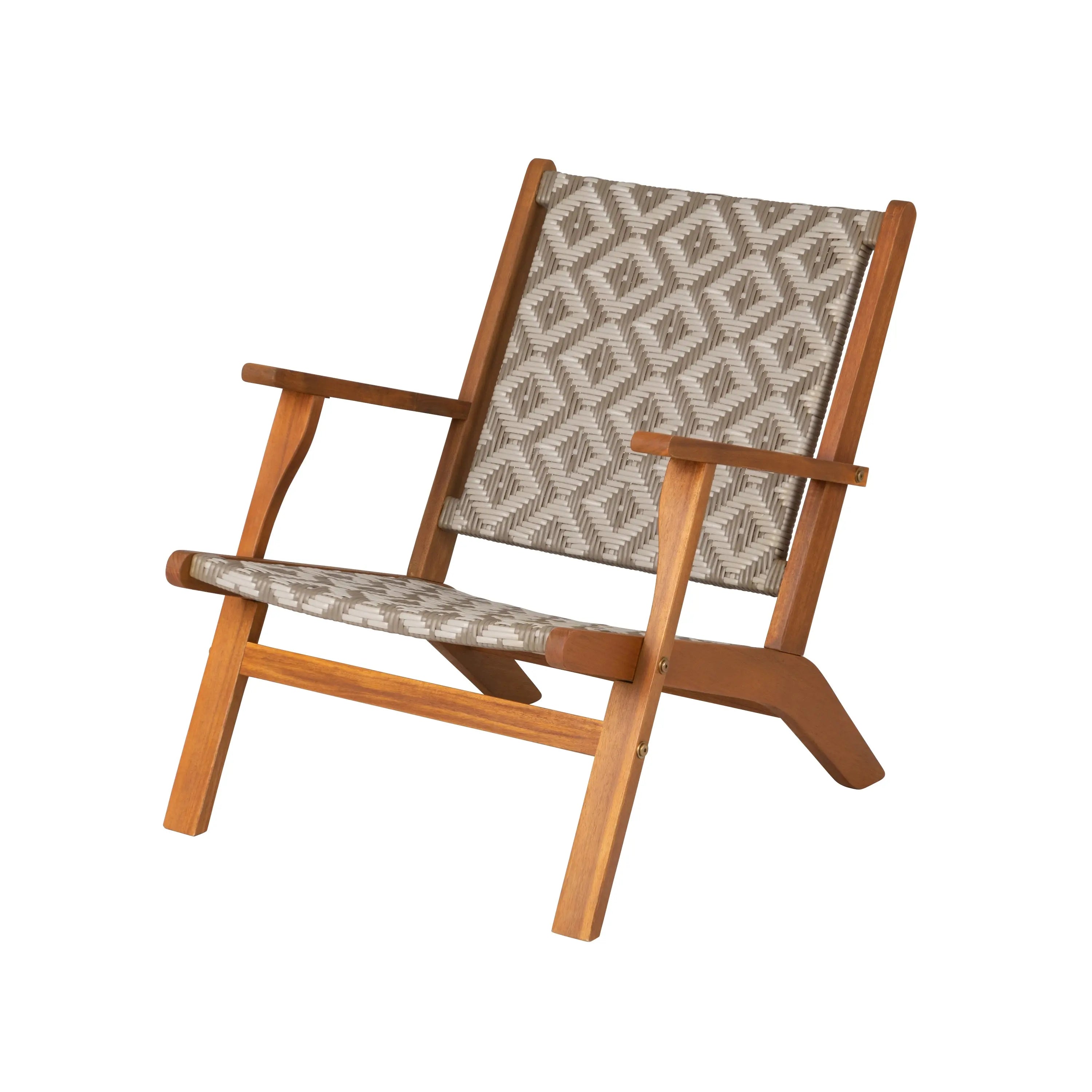 Vega Acacia Outdoor Chair in Diamond-Weave Wicker
