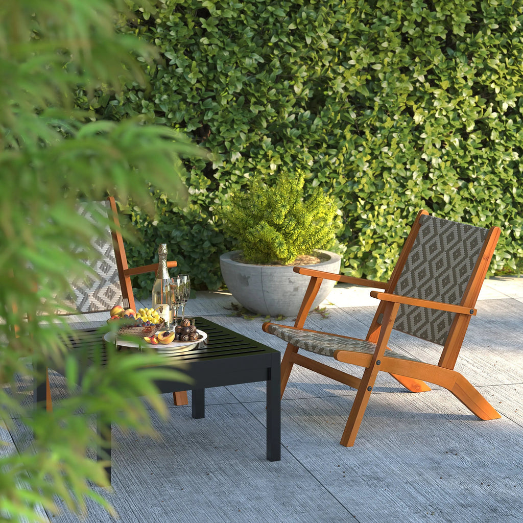 Vega Acacia Outdoor Chair in Diamond-Weave Wicker