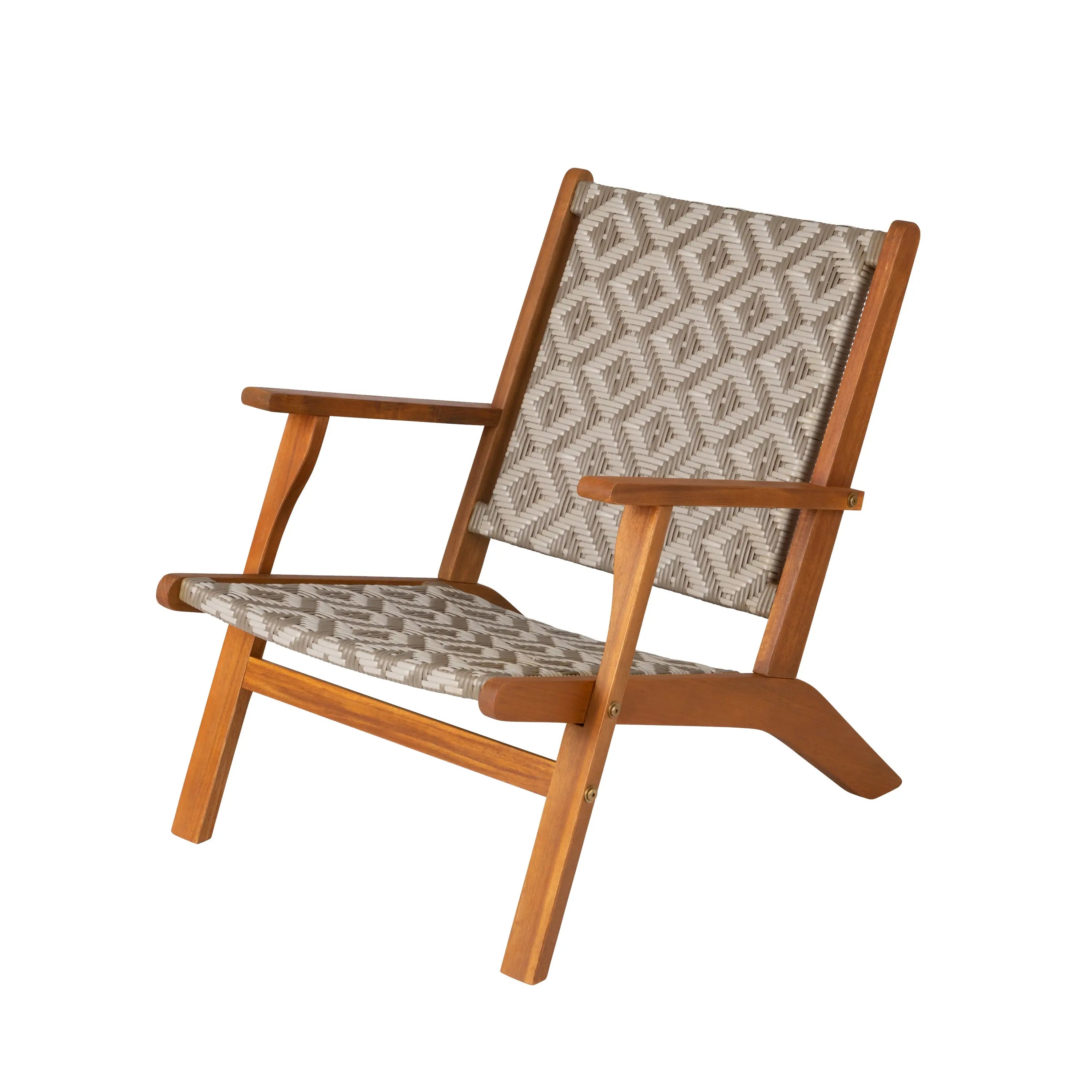 Vega Acacia Outdoor Chair in Diamond-Weave Wicker