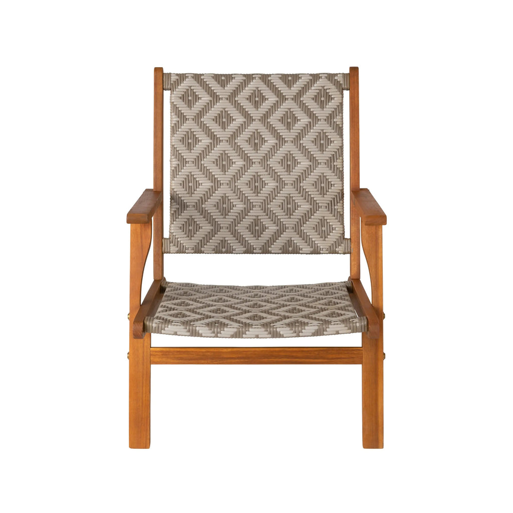 Vega Acacia Outdoor Chair in Diamond-Weave Wicker