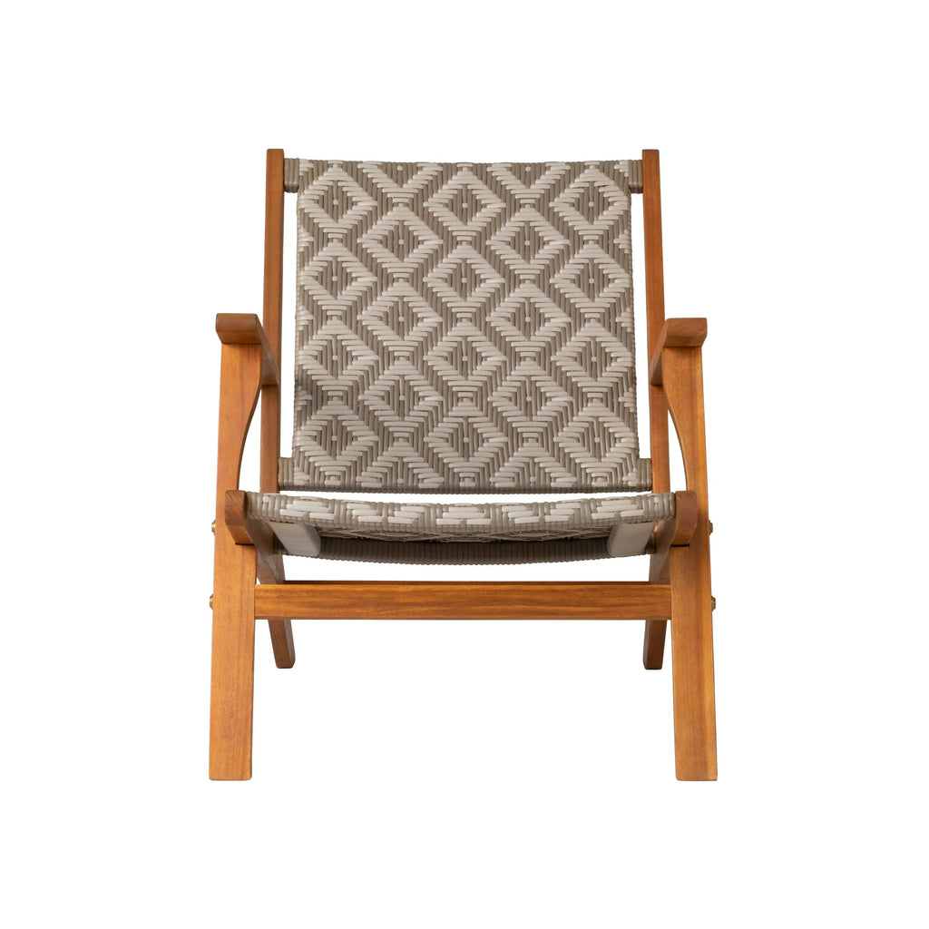 Vega Acacia Outdoor Chair in Diamond-Weave Wicker