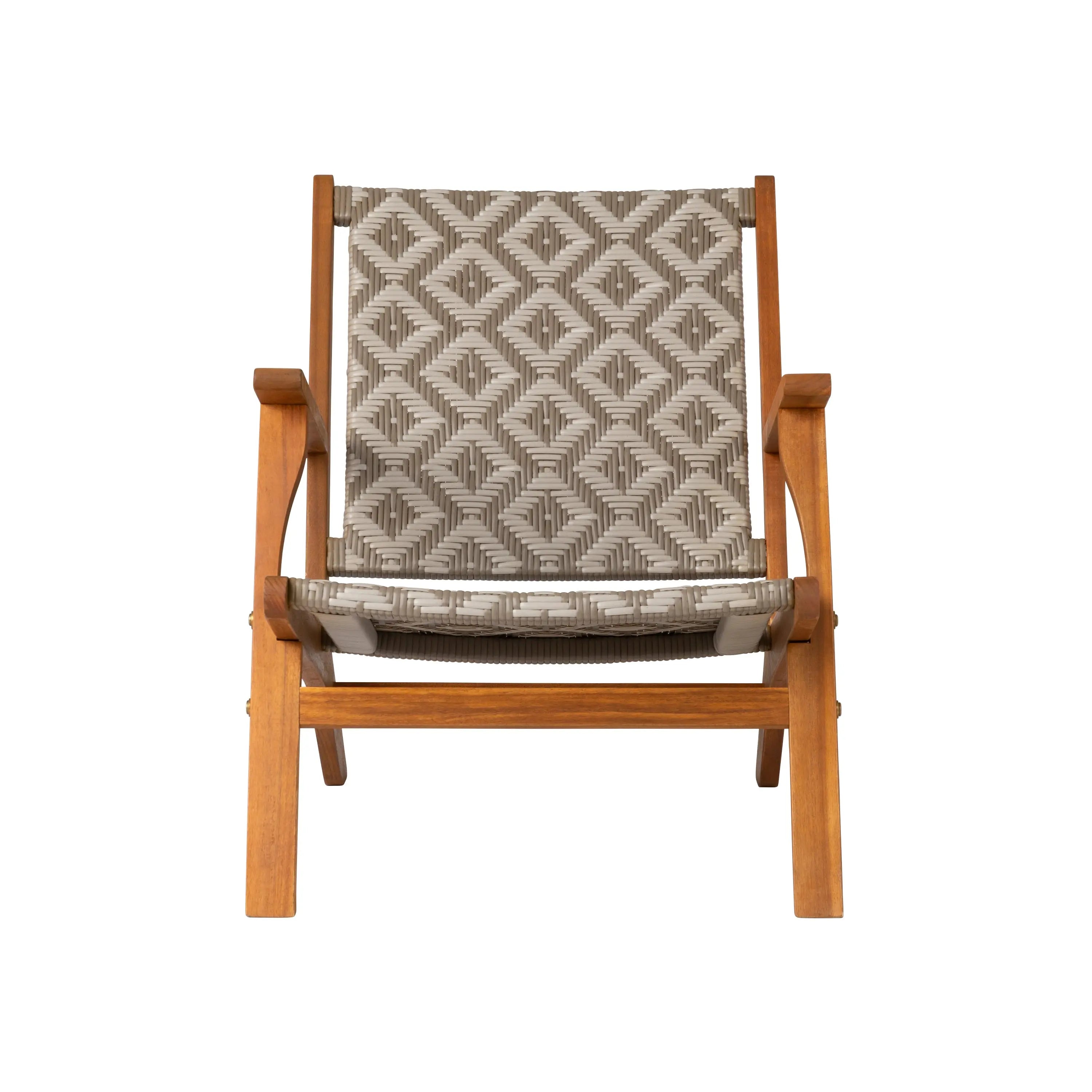 Vega Acacia Outdoor Chair in Diamond-Weave Wicker