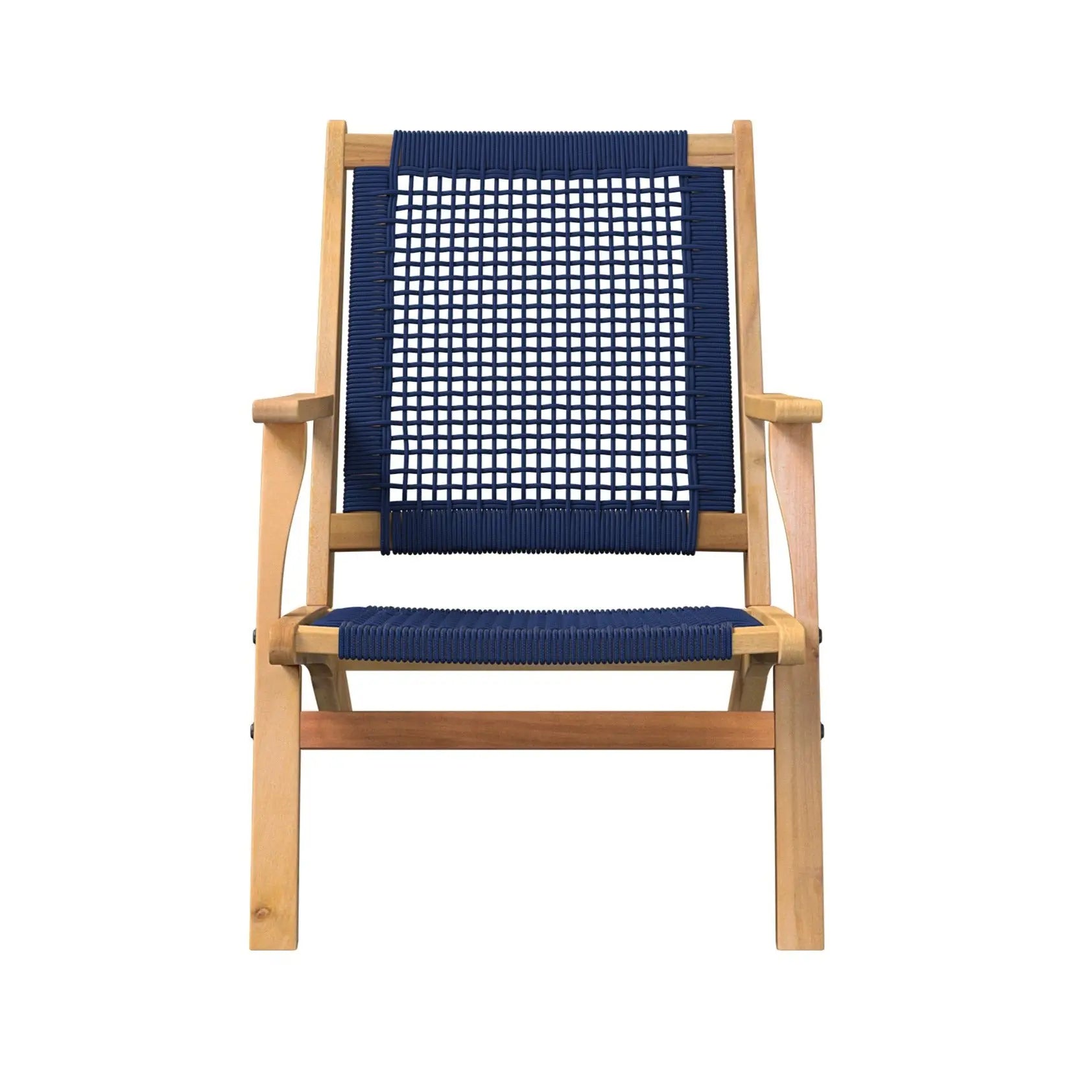 Vega Natural Stain Outdoor Chair in Navy Blue Cording