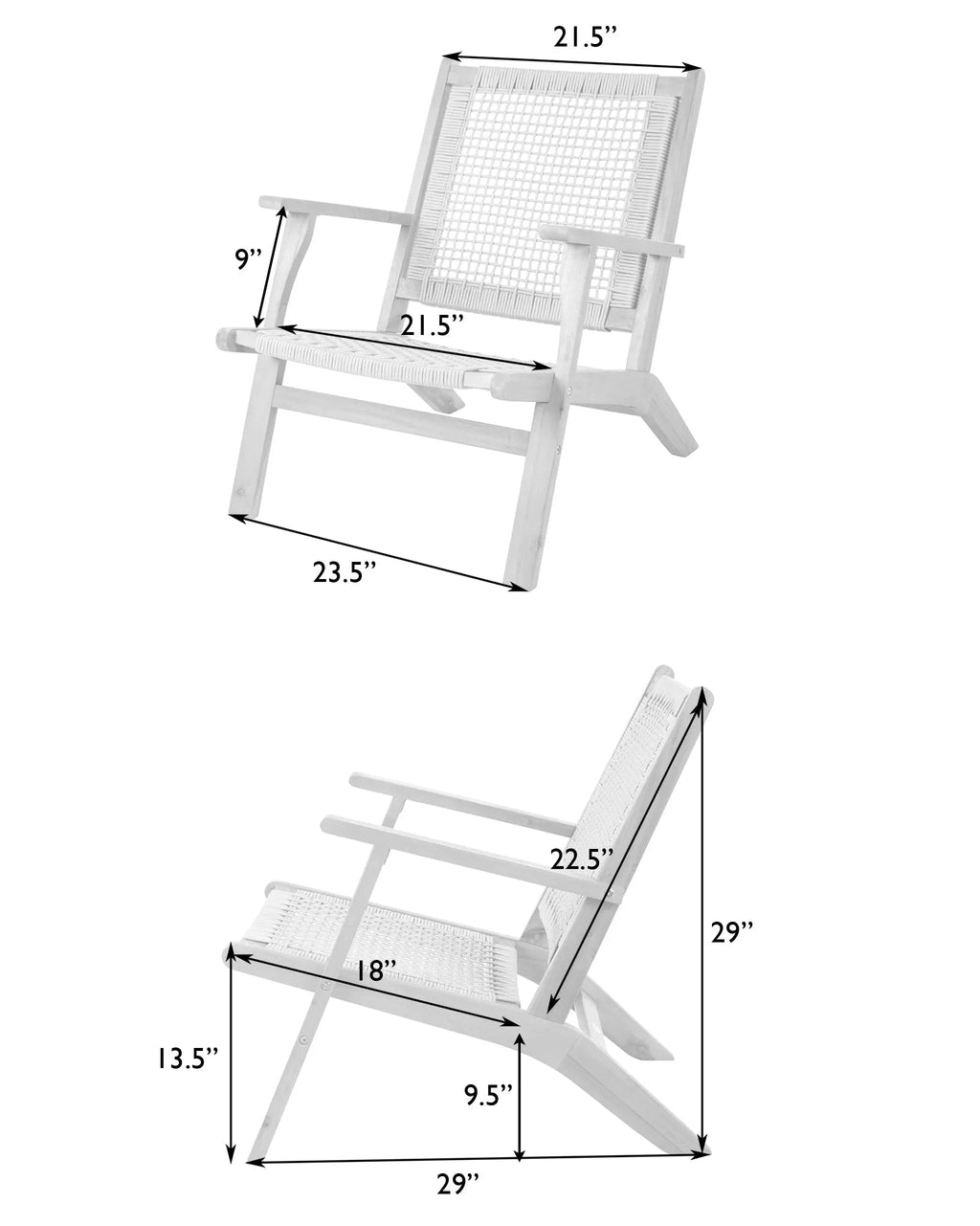 Vega Natural Stain Outdoor Chair in Navy Blue Cording