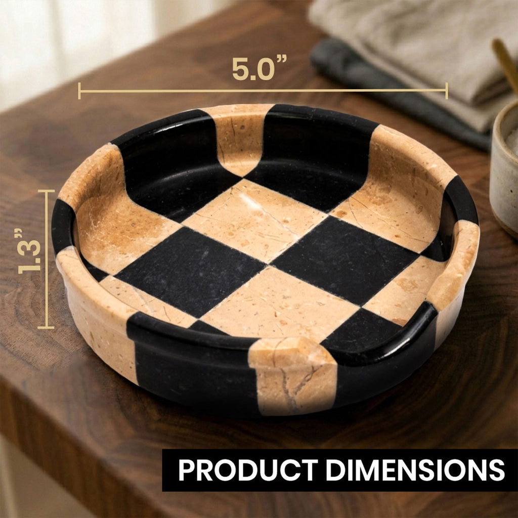 Verona Black Marble Spoon Rest - Checkered Design
