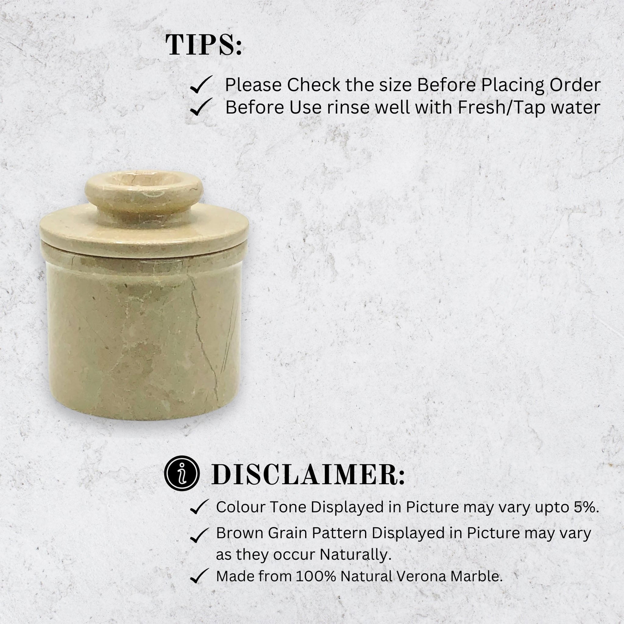 Verona Marble Butter Keeper with Lid - French Butter Crock