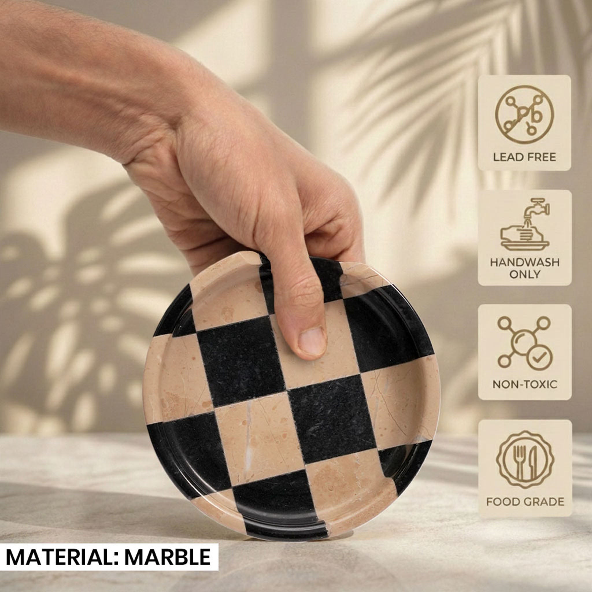 Verona Black Marble Spoon Rest - Checkered Design