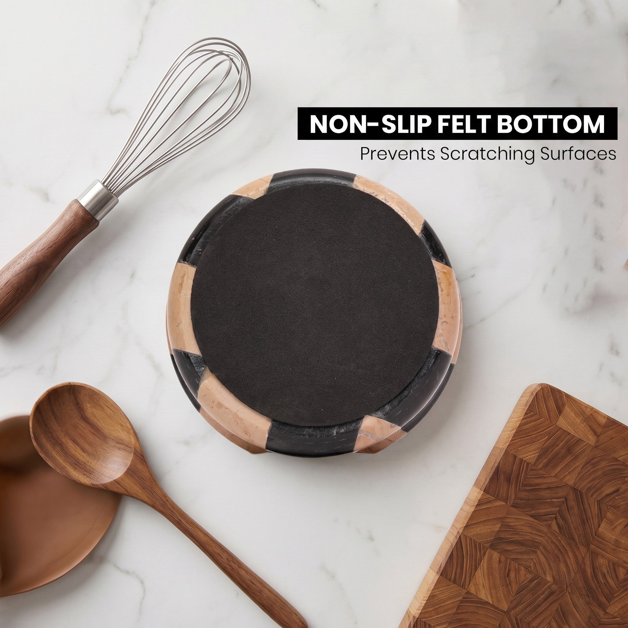 Verona Black Marble Spoon Rest - Checkered Design
