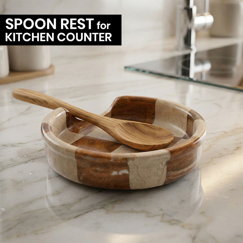 Verona Brown Marble Spoon Rest - Premium Marble