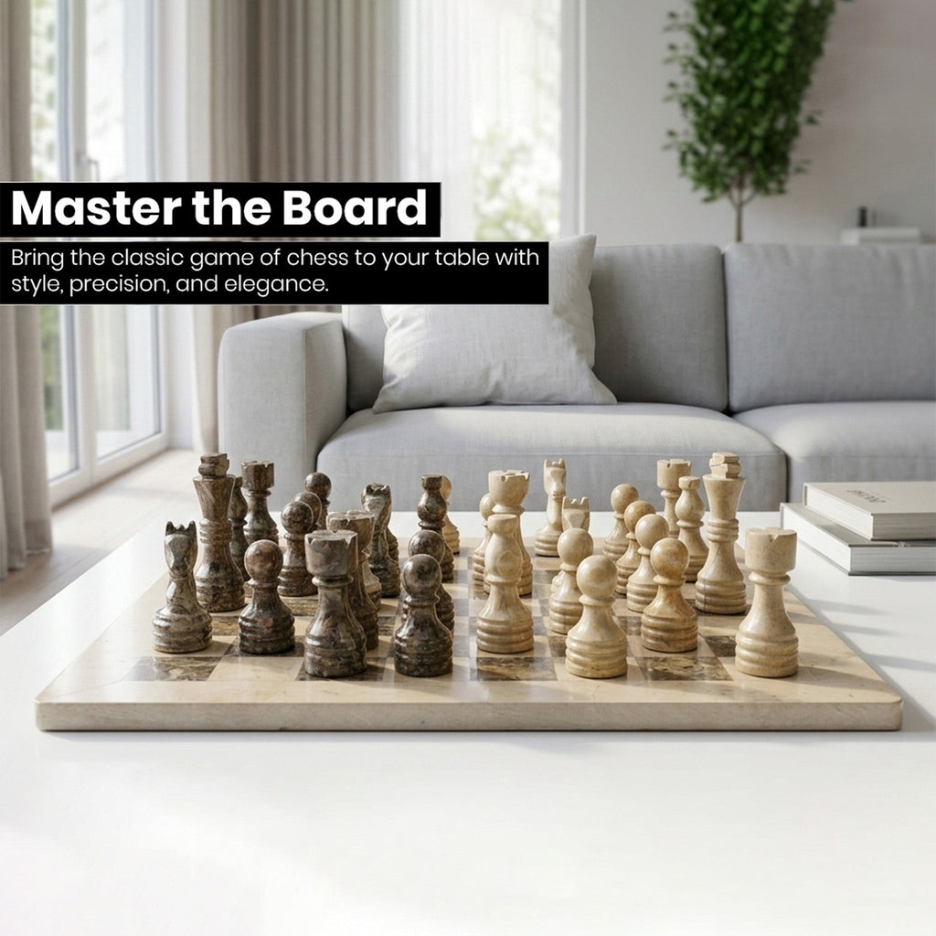 Verona and Grey Marble Chess Set 12 Inches - Premium Quality