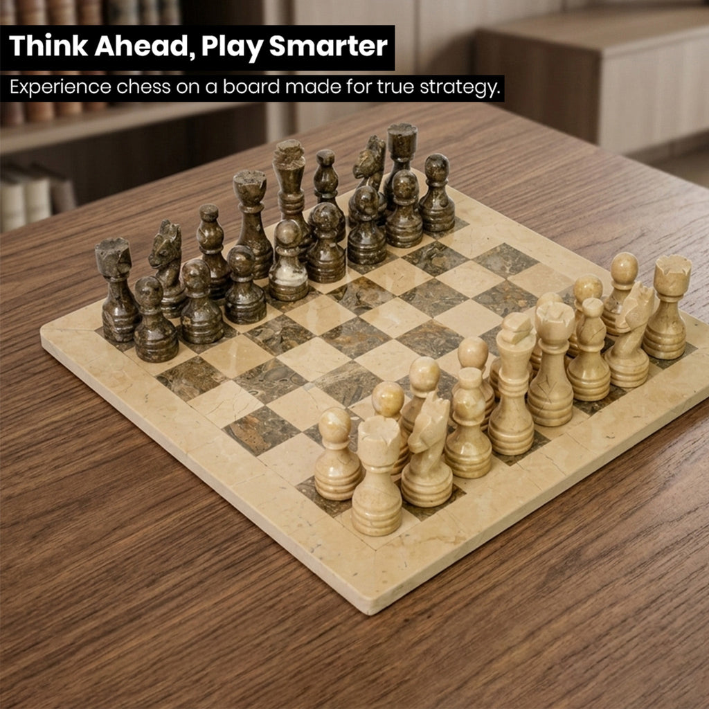 Verona and Grey Marble Chess Set 12 Inches - Premium Quality