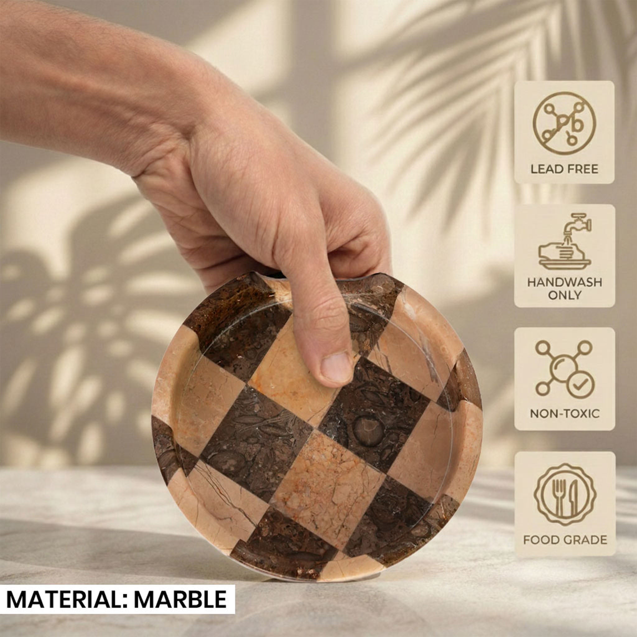 Verona Oceanic Marble Spoon Rest - Premium Marble Checkered Design
