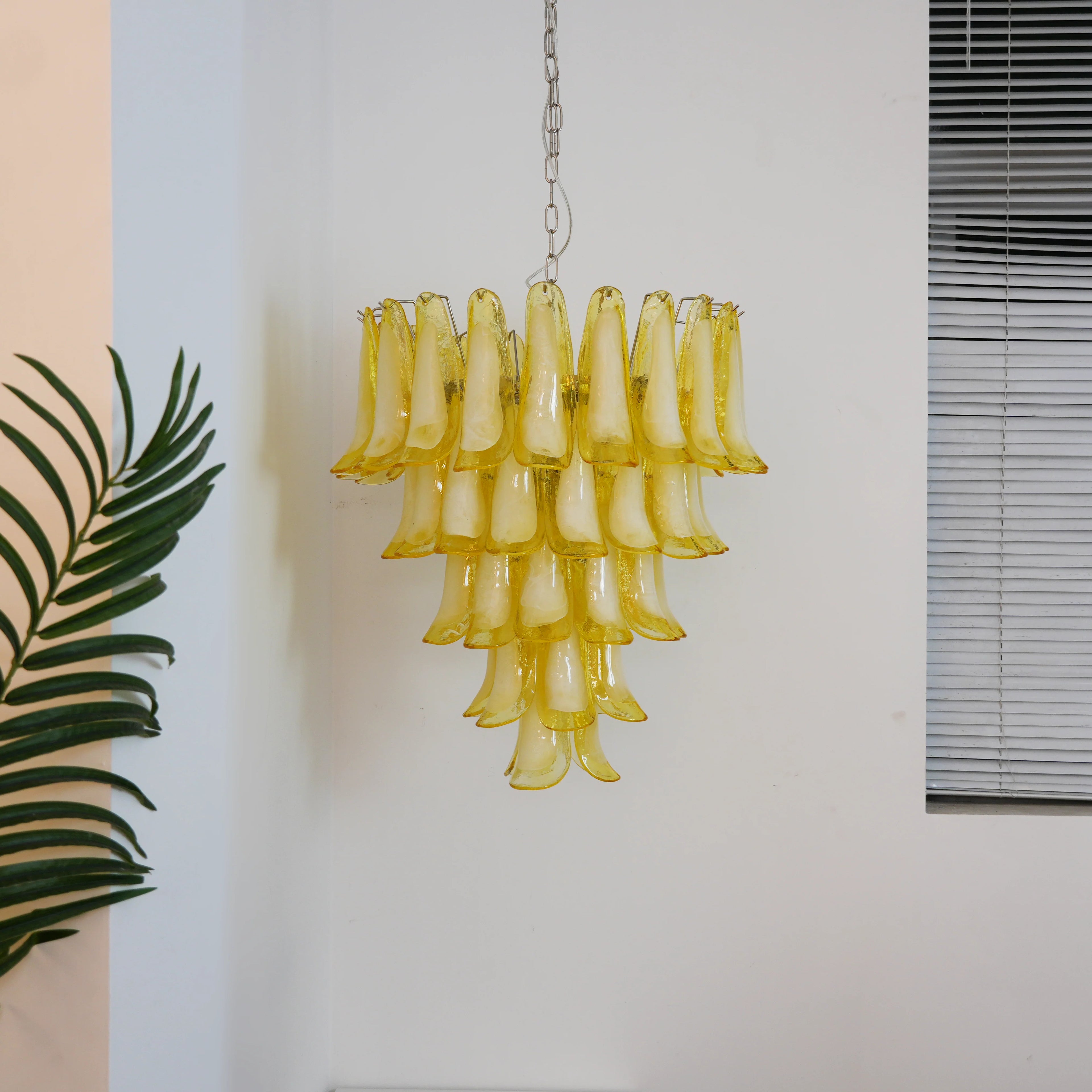 Vintage Caramel Murano Glass Petals Chandelier