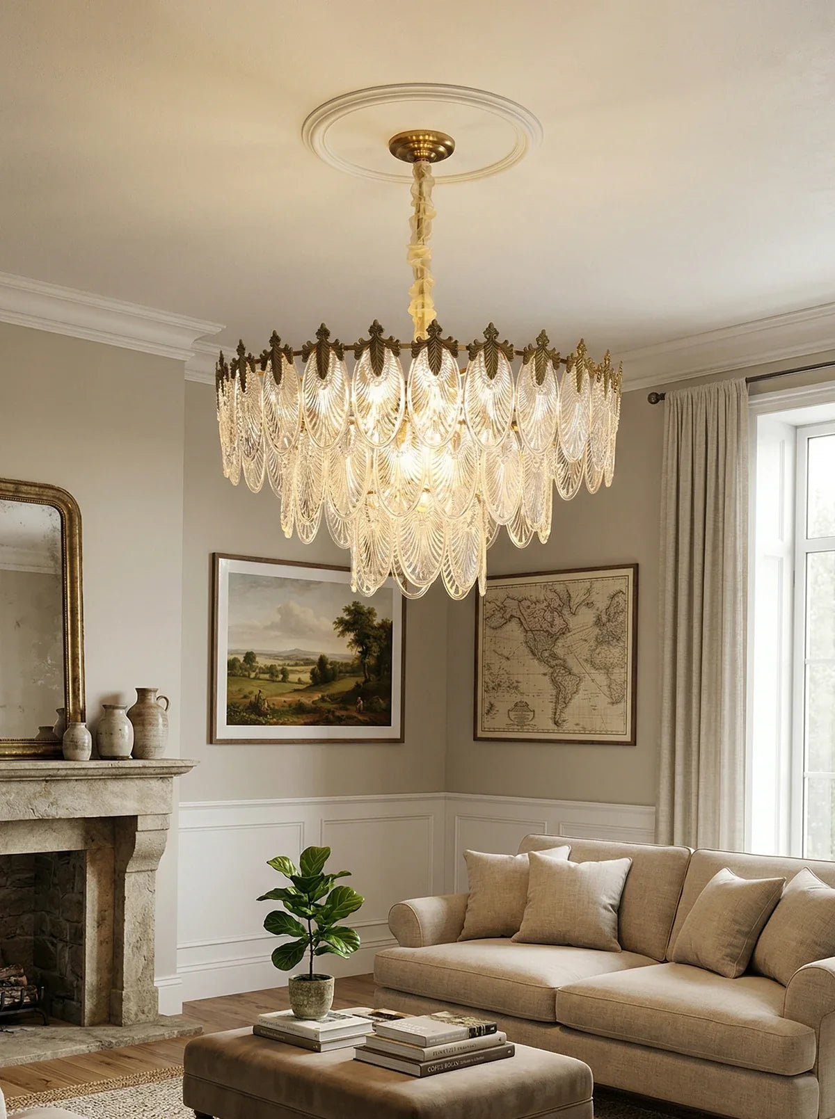 Vintage Crystal Leaf Chandelier